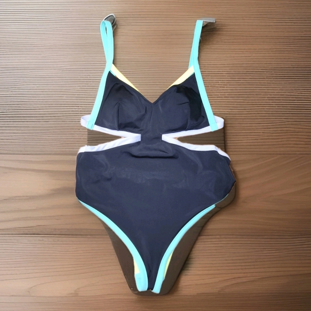 Victoria’s Secret Neon Trim Cutout Monokini Swimsuit – Size Medium - Picture 3 of 9
